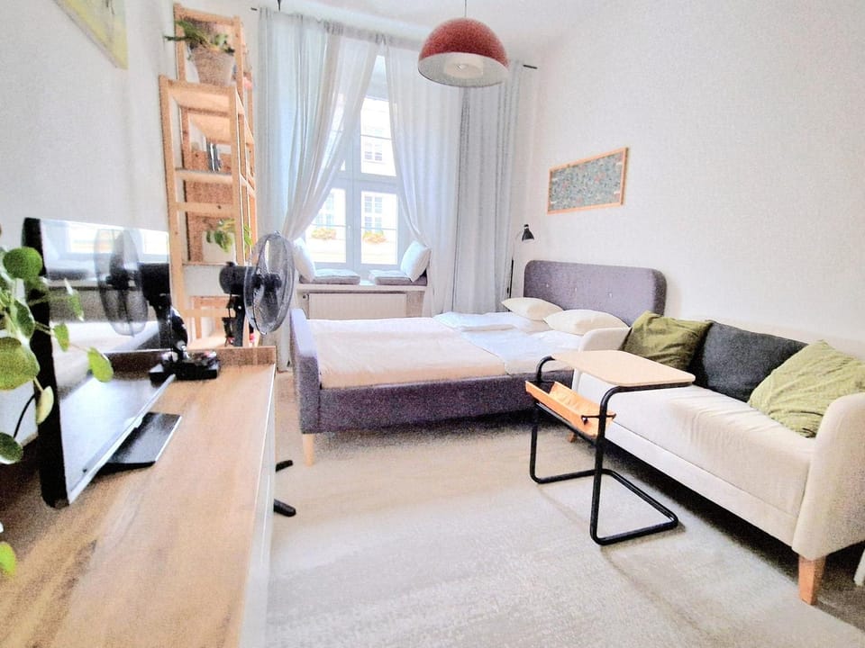 Bed, TV and multimedia, Living room, Photo of the whole room, Seating area, Bedroom