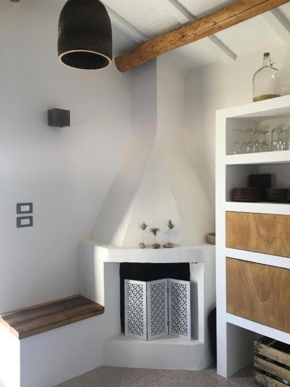 Kitchen or kitchenette, fireplace, wardrobe, kitchen