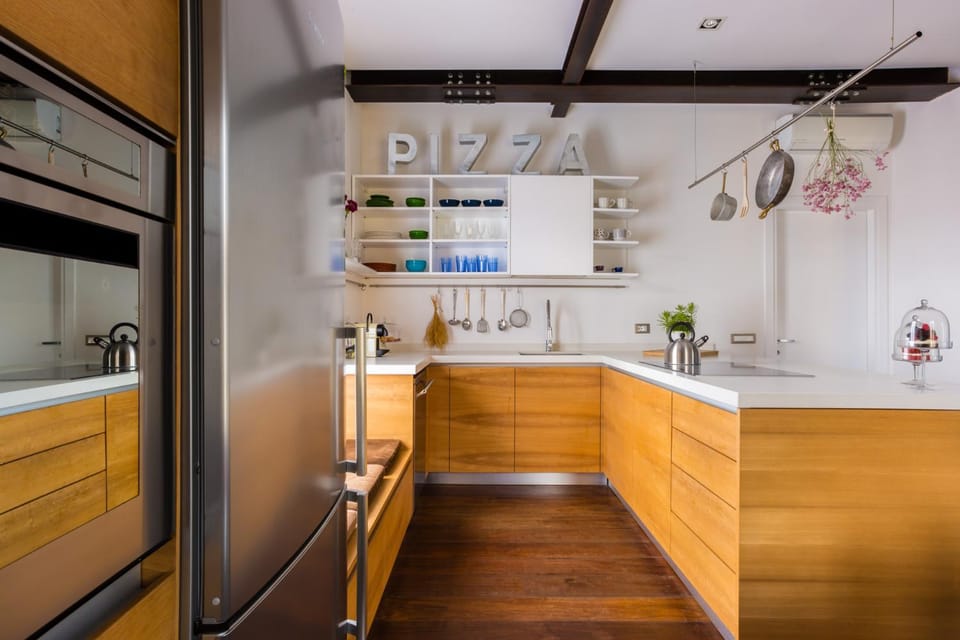 Kitchen or kitchenette, microwave, oven