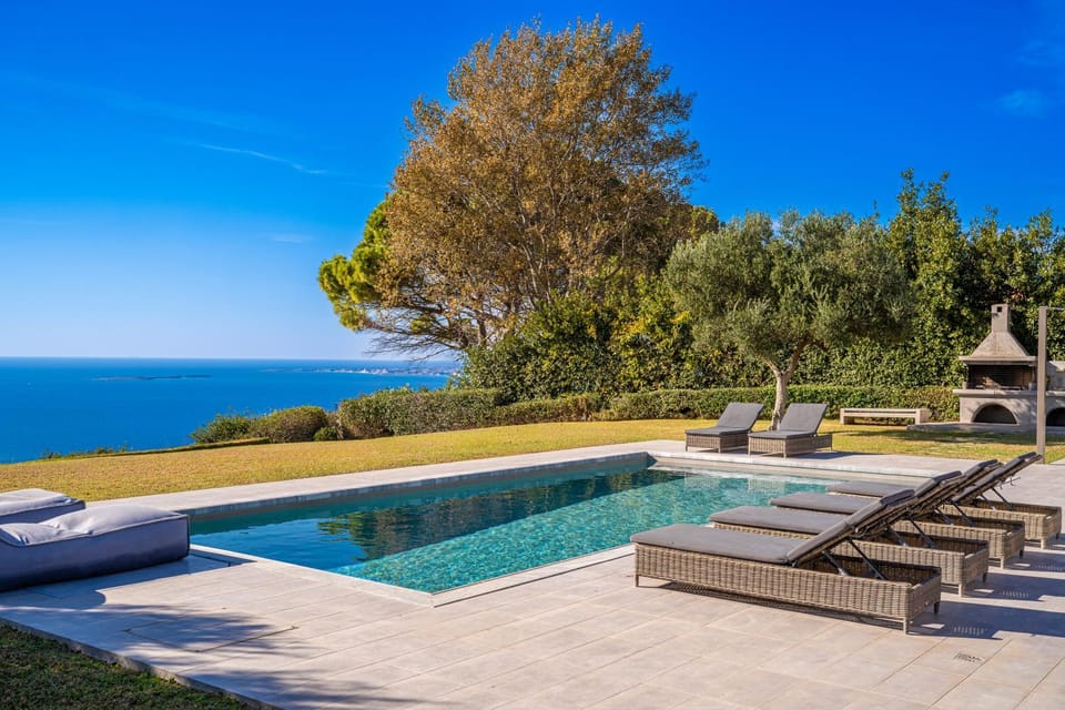 Patio, Spring, Day, Natural landscape, Garden, Garden view, Pool view, Sea view, Swimming pool, sunbed