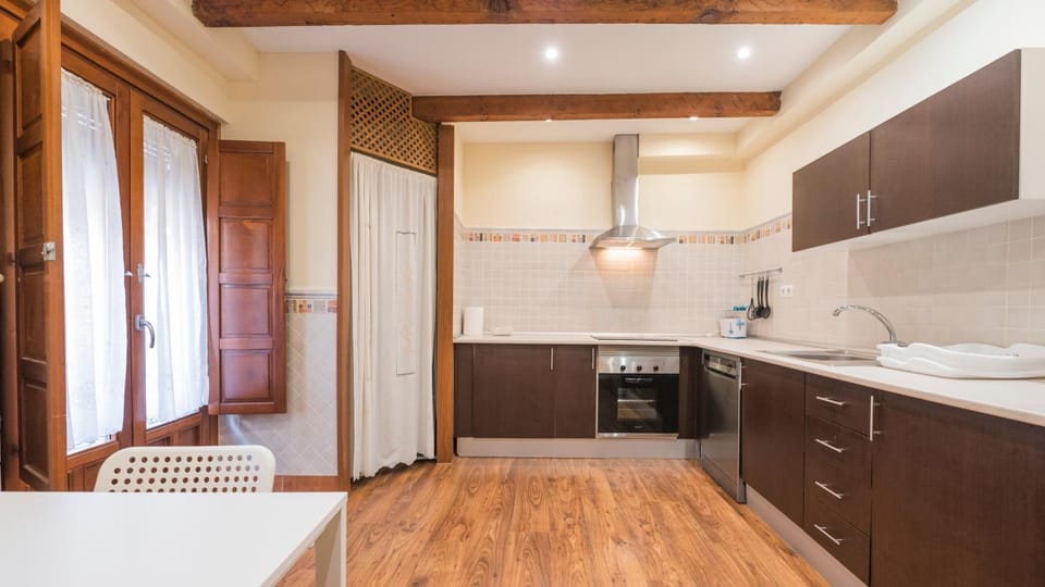 Kitchen or kitchenette, stove