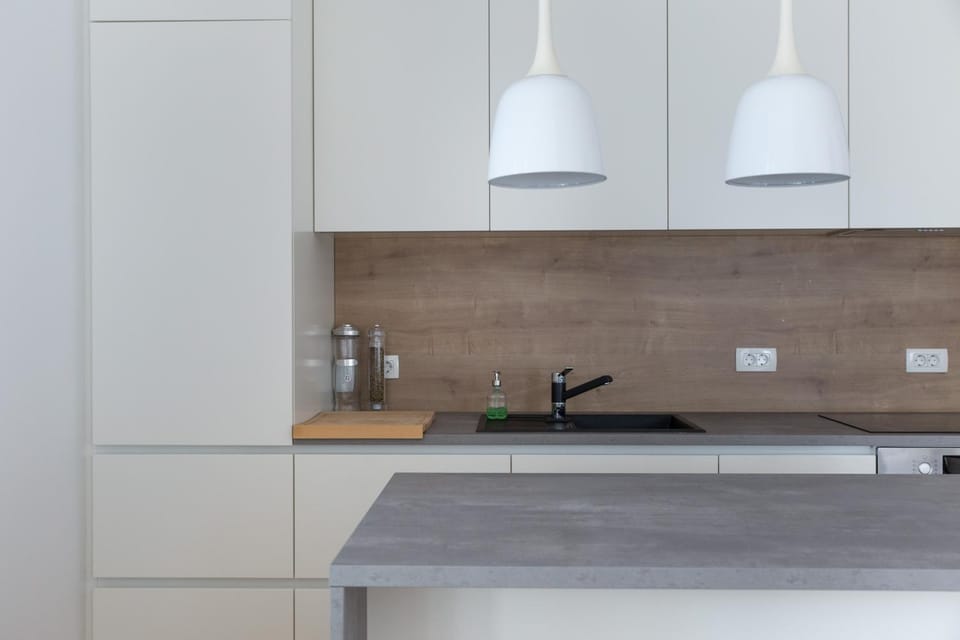 Kitchen or kitchenette, stove