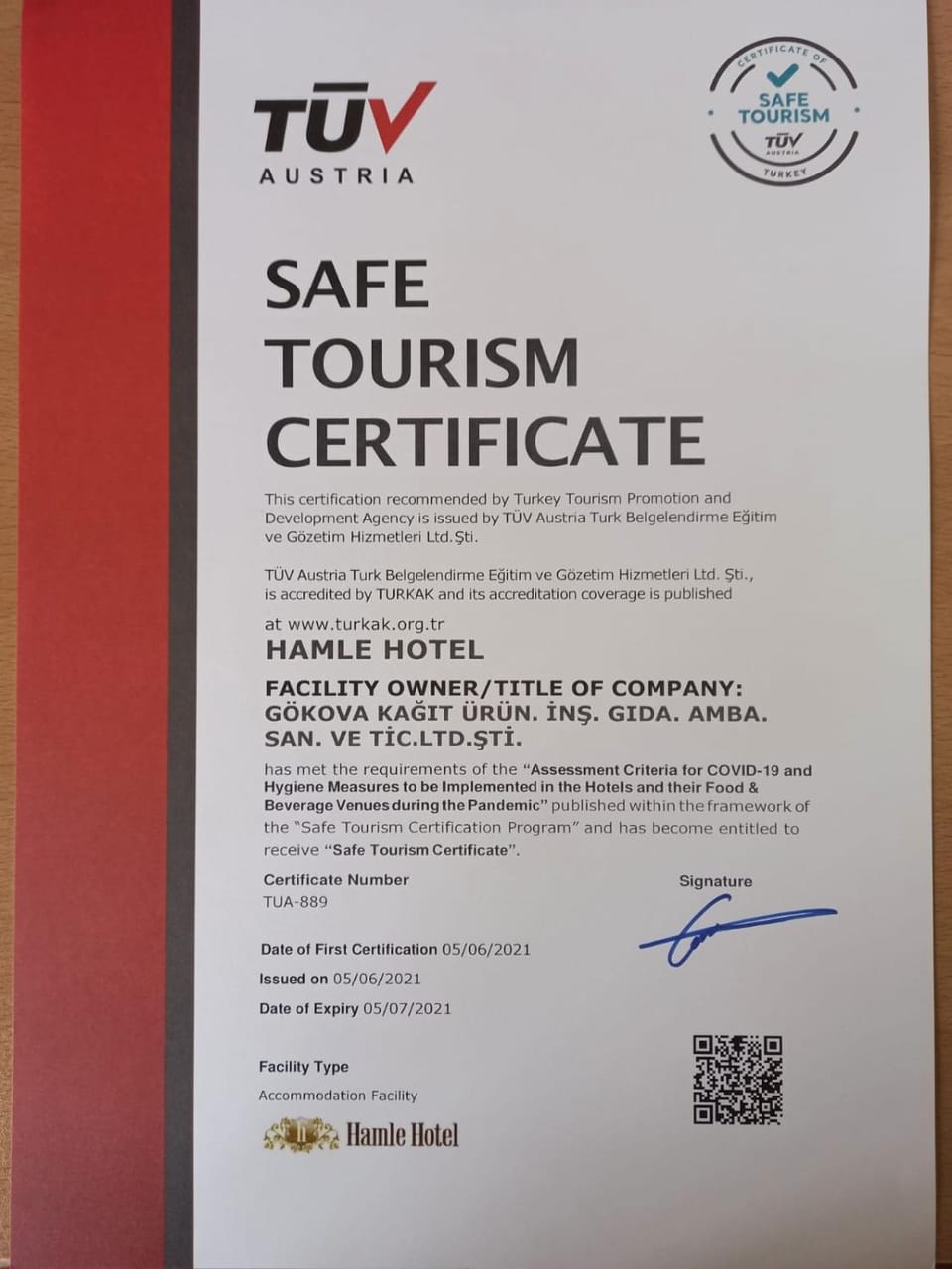 Certificate/Award