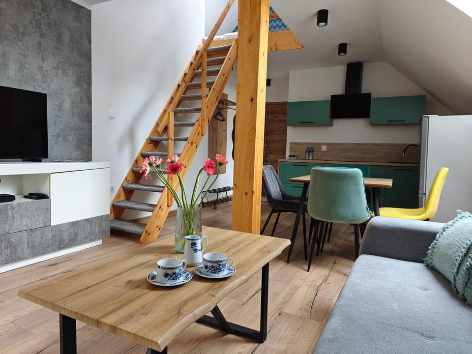 Kitchen or kitchenette, Living room, Dining area