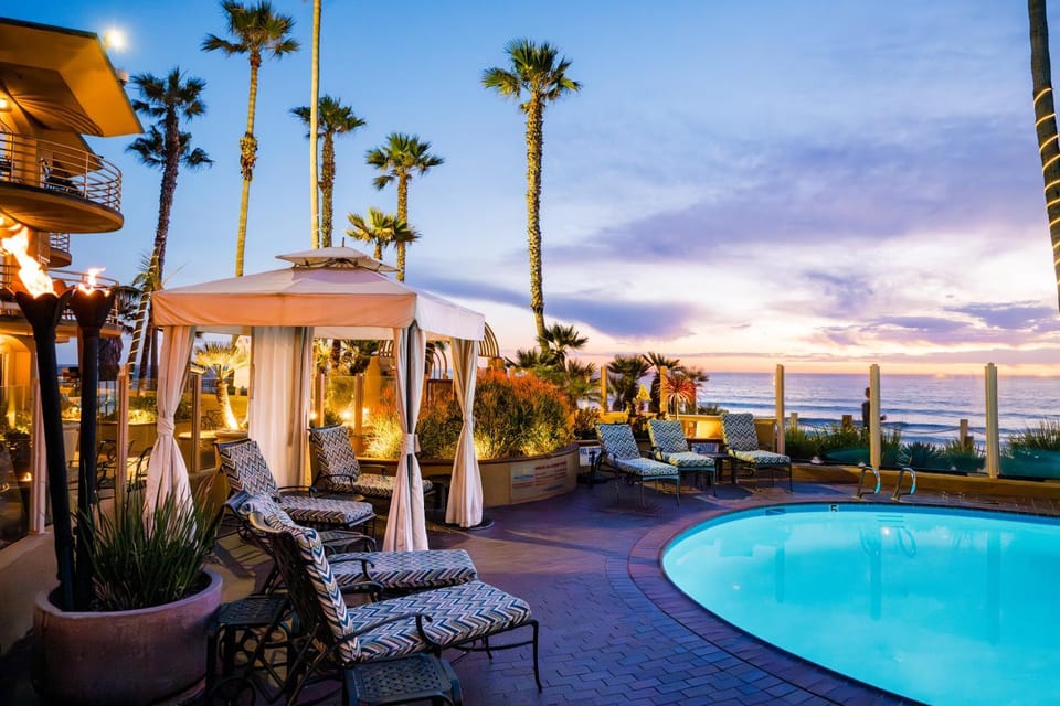 Pool view, Sea view, Swimming pool, Sunset