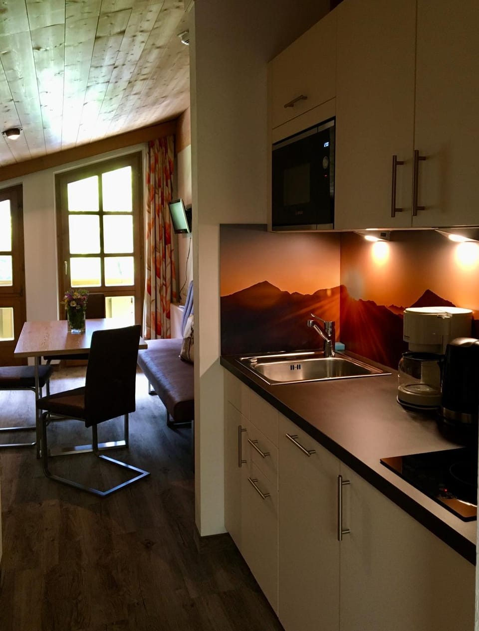 Kitchen or kitchenette, Living room, Dining area