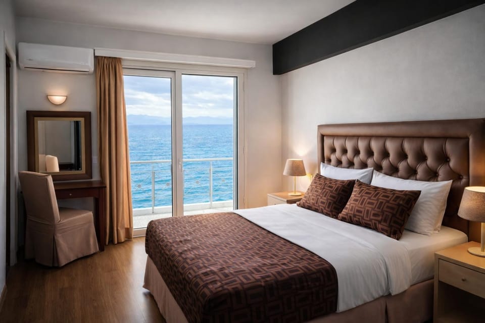 Bed, Bedroom, Sea view