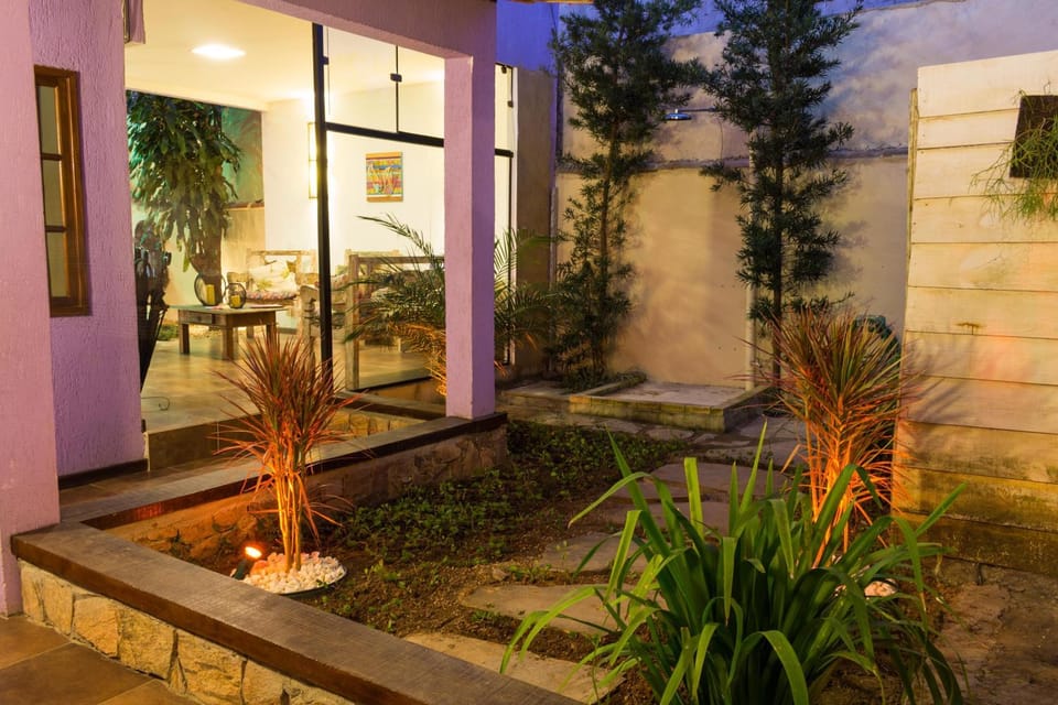 Property building, Night, Garden, Garden view