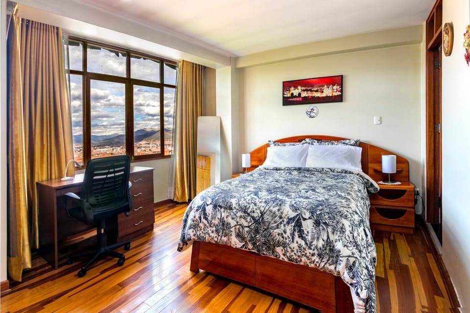 Bed, View (from property/room), Photo of the whole room, Bedroom, City view, Mountain view, Street view, Quiet street view