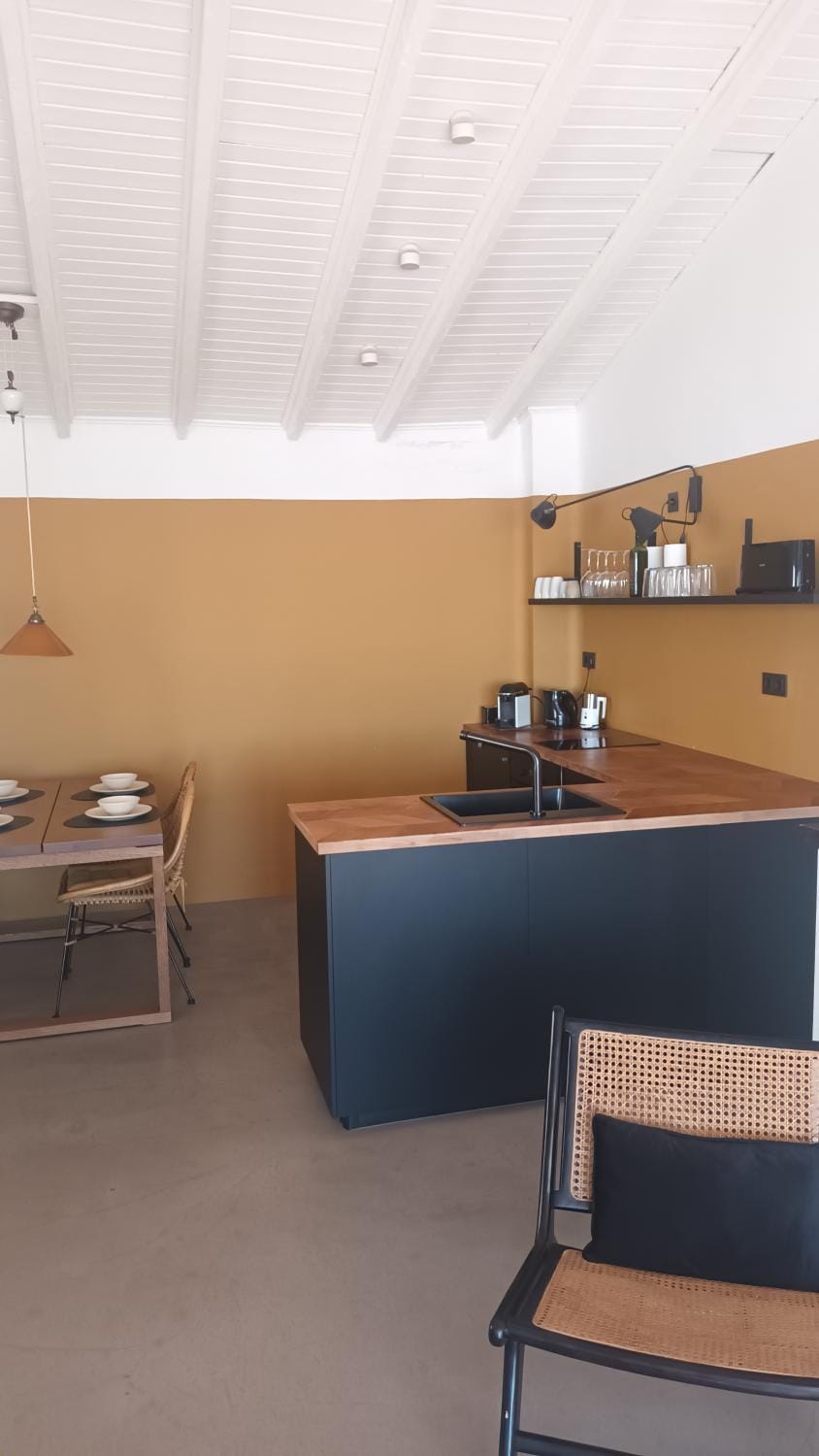 Coffee/tea facilities, Kitchen or kitchenette, Dining area, Beach, Sea view, minibar, kitchen, air conditioner