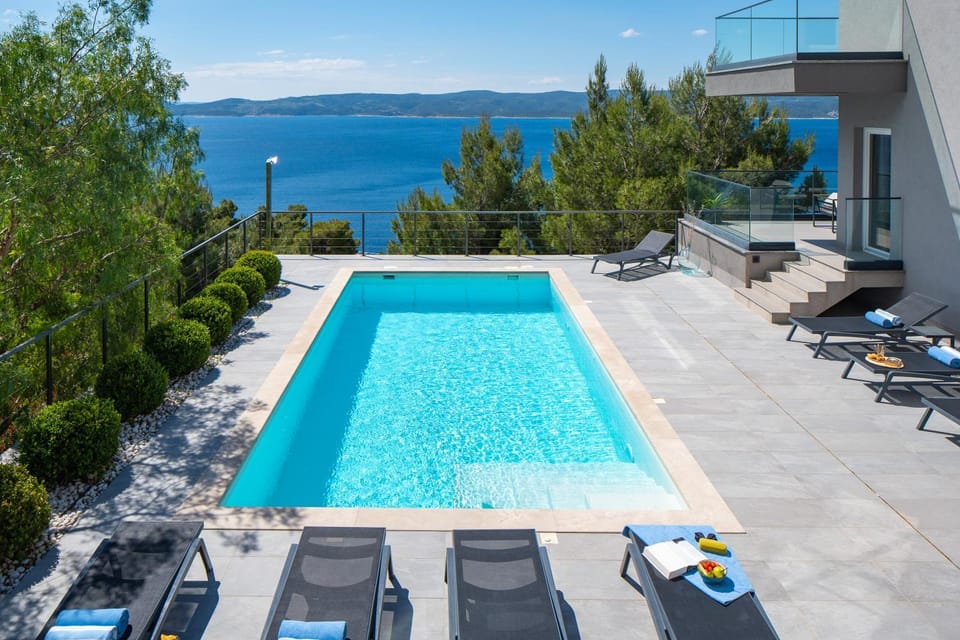 Patio, Day, Natural landscape, Pool view, Sea view, Swimming pool, sunbed