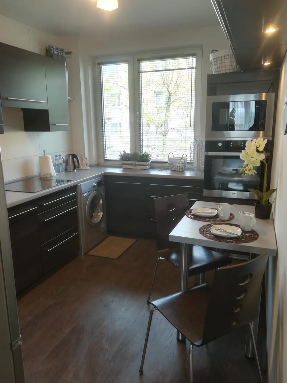 Coffee/tea facilities, Kitchen or kitchenette, Dining area, dishwasher, microwave, oven, pet friendly, stove, washing machine