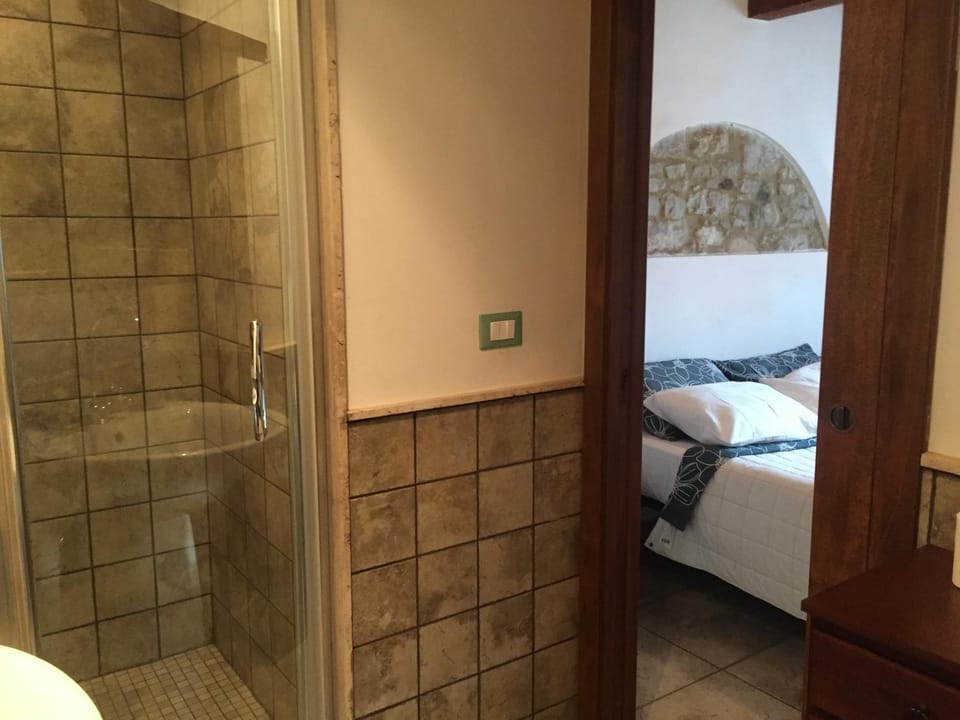 Shower, Bed, Bathroom, Bedroom