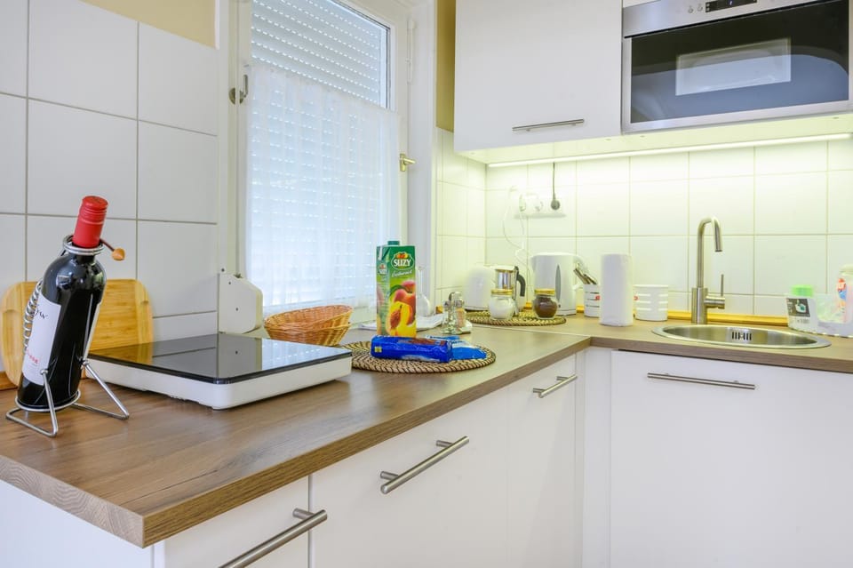 Kitchen or kitchenette, minibar, stove
