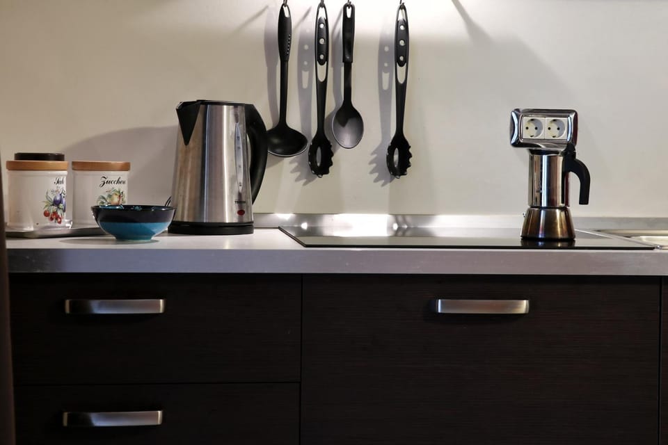 Kitchen or kitchenette, stove