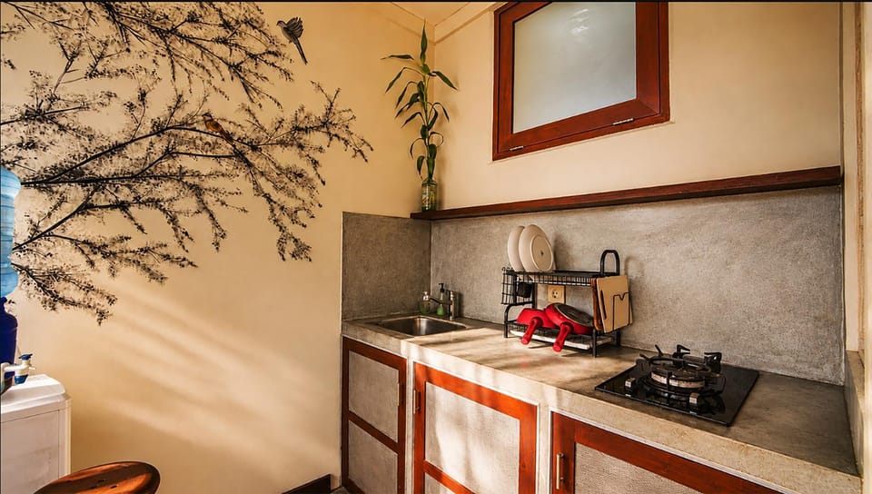 Coffee/tea facilities, Kitchen or kitchenette, stove