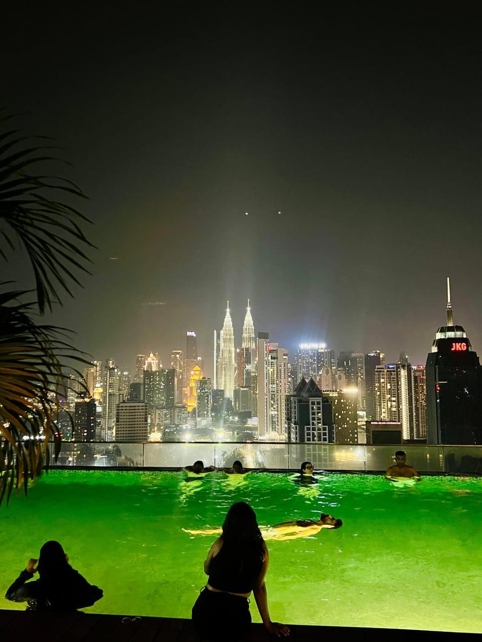 Property building, Night, Swimming pool, group of guests