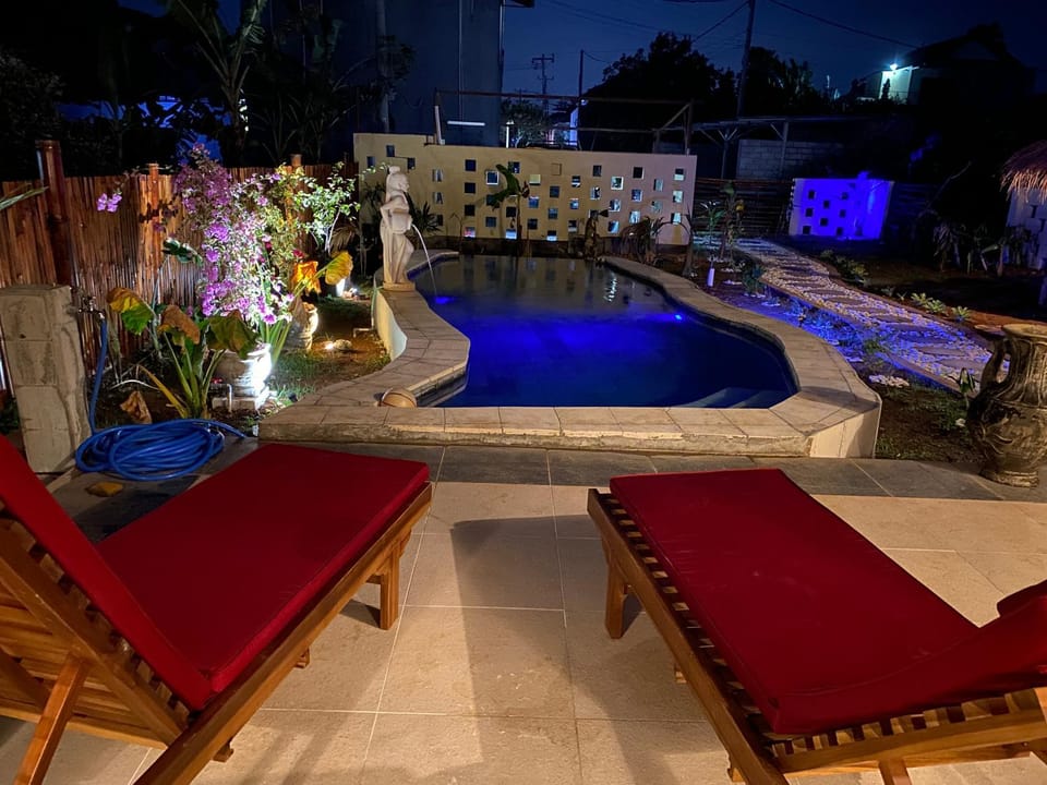 Night, Pool view, Swimming pool
