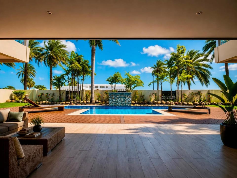 Garden, Garden view, Pool view, Swimming pool, sunbed