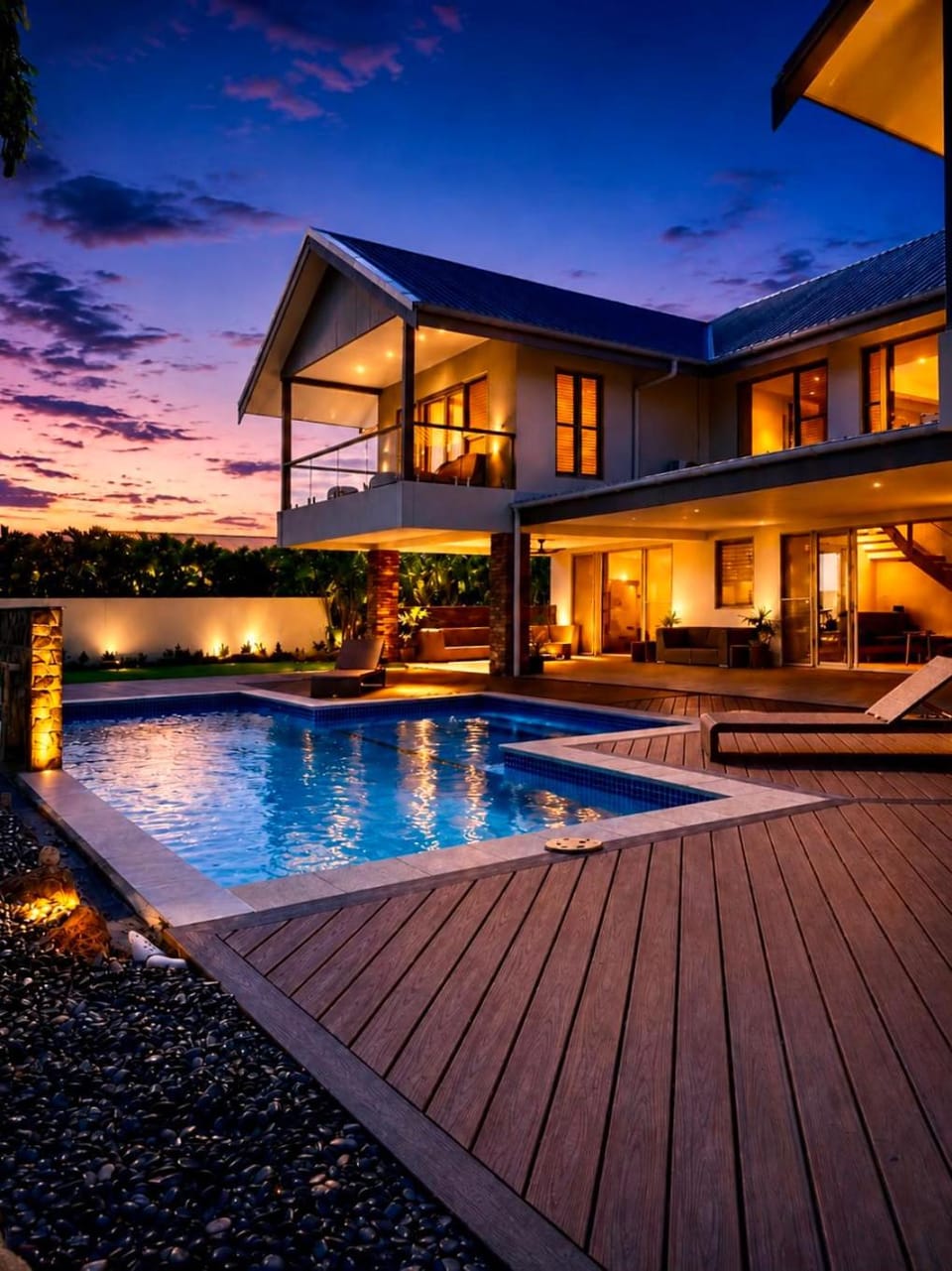 Patio, Night, Pool view, Swimming pool