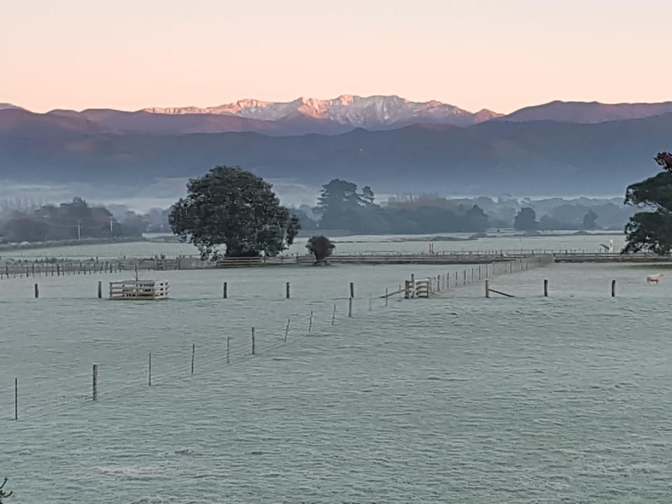 Winter, Mountain view, Sunrise