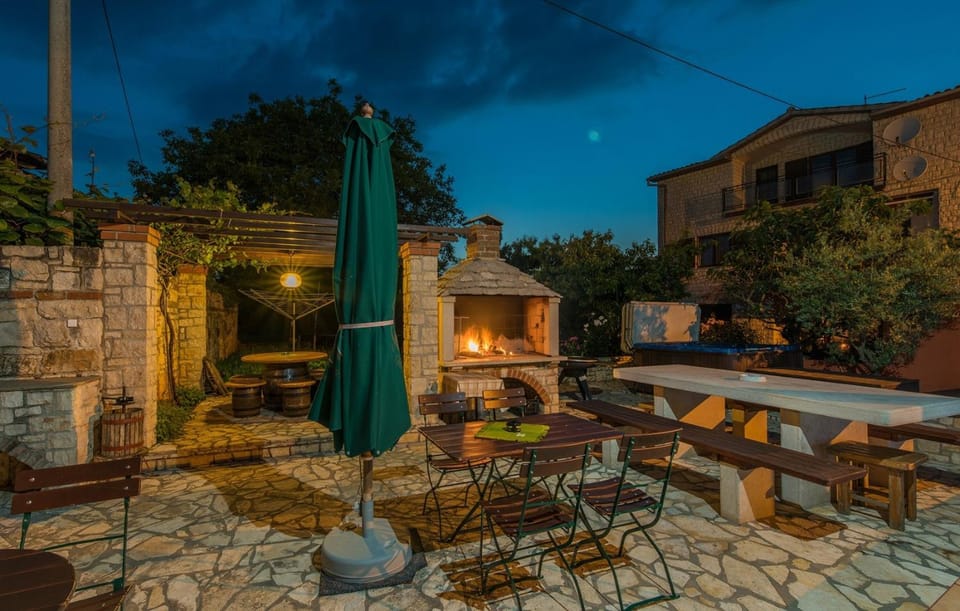 Patio, Night, Pool view