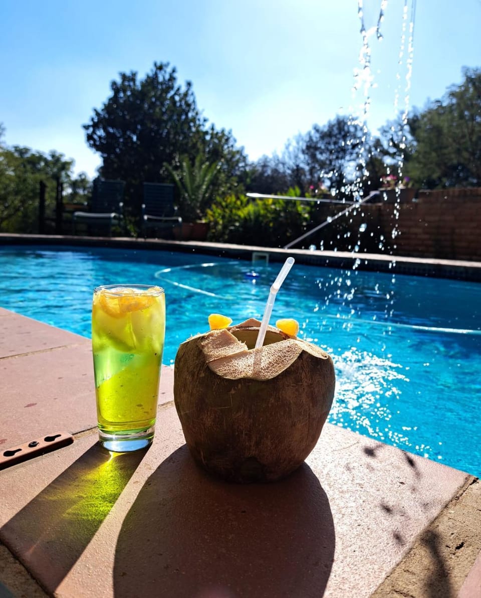 Patio, Day, Natural landscape, Garden, Pool view, Swimming pool, Drinks, sunbed