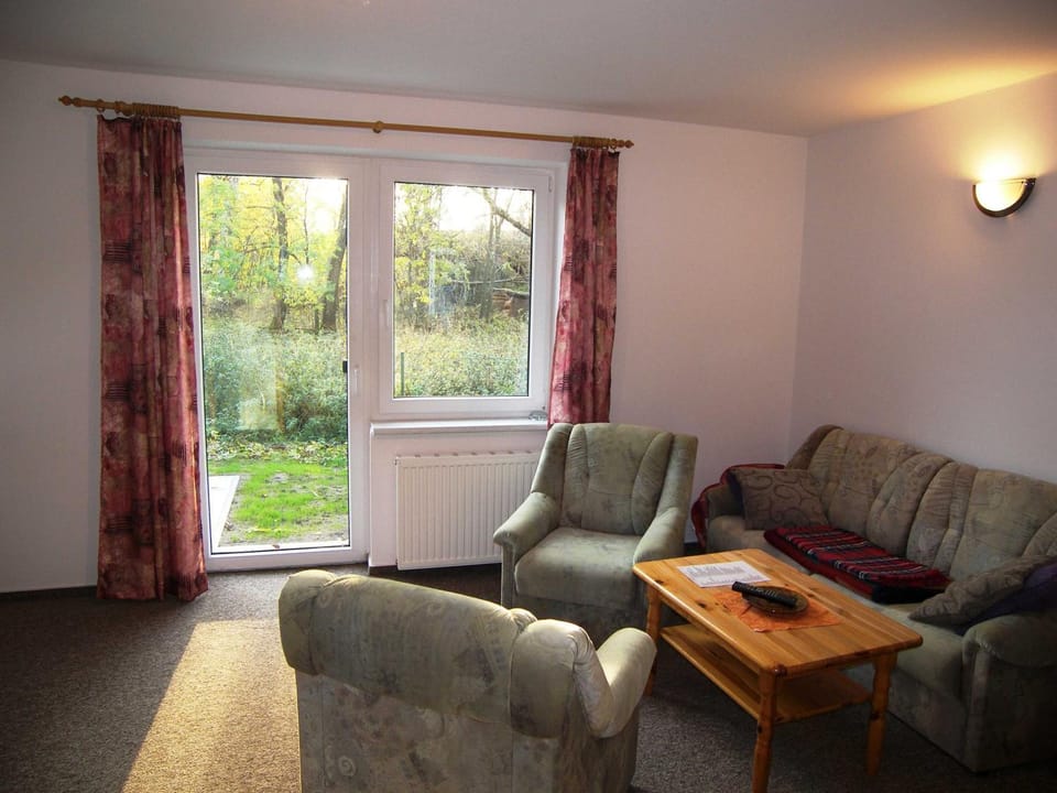 Living room, Seating area, Garden view