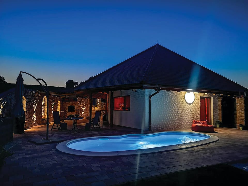 Property building, Night, Swimming pool, Swimming pool