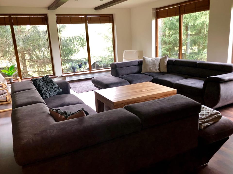 Living room, Seating area, Garden view