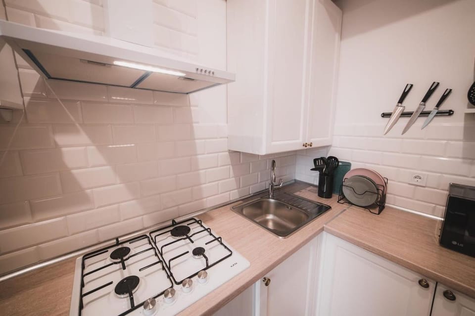 Kitchen or kitchenette, minibar, stove