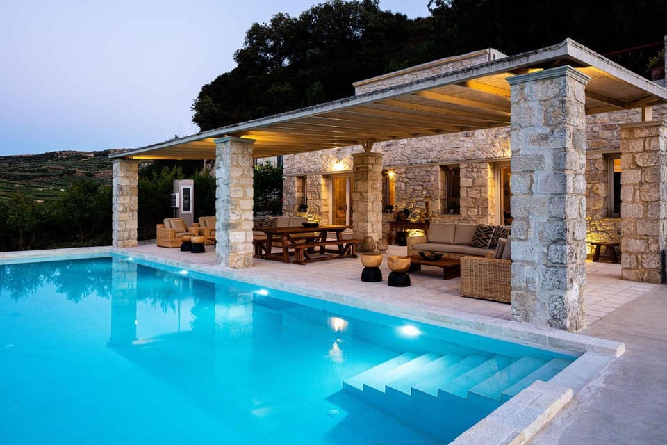 Property building, Swimming pool, Sunset