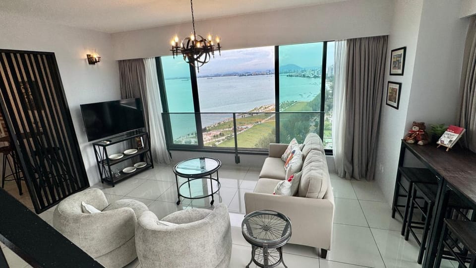 Living room, Seating area, Sea view