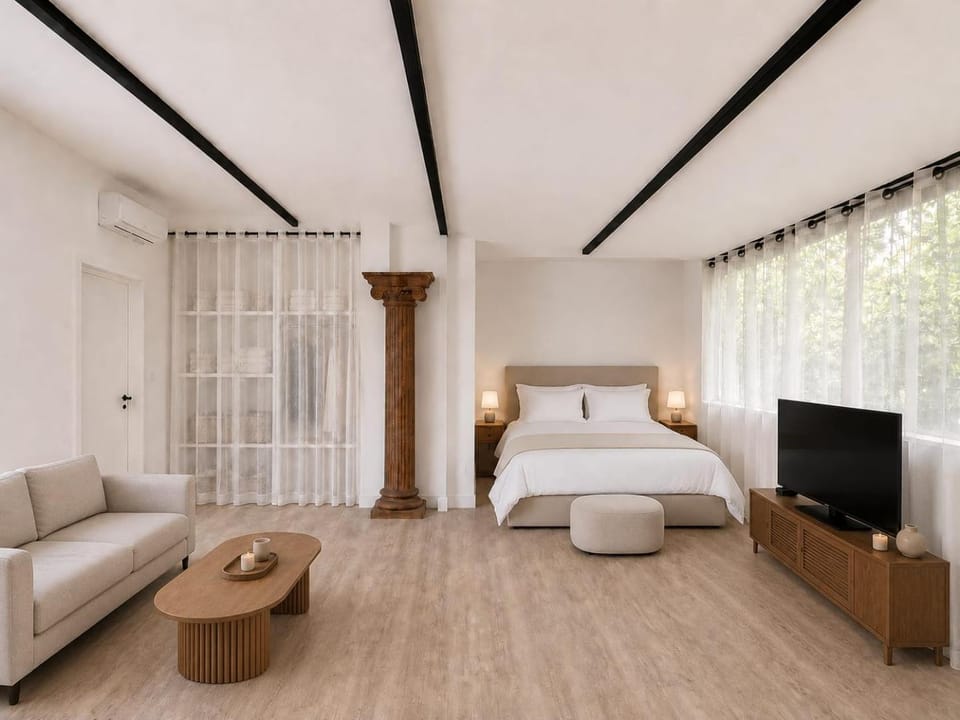 Bed, TV and multimedia, Living room, Photo of the whole room, Bedroom
