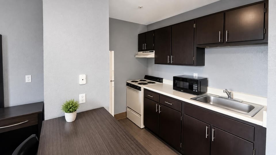 Kitchen or kitchenette, oven