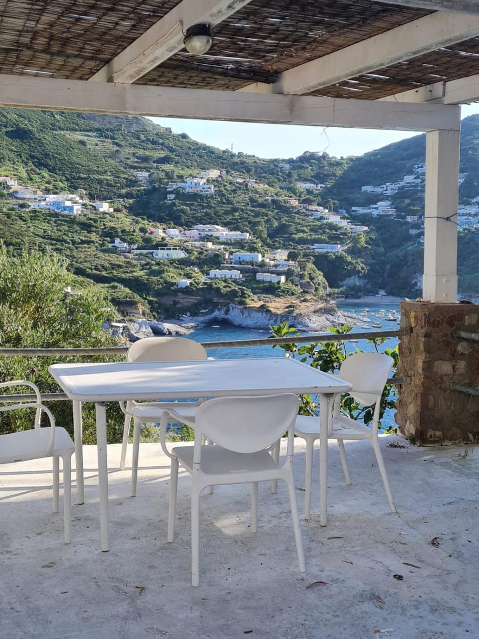 Property building, Patio, Day, Natural landscape, View (from property/room), Balcony/Terrace, Dining area, Sea view