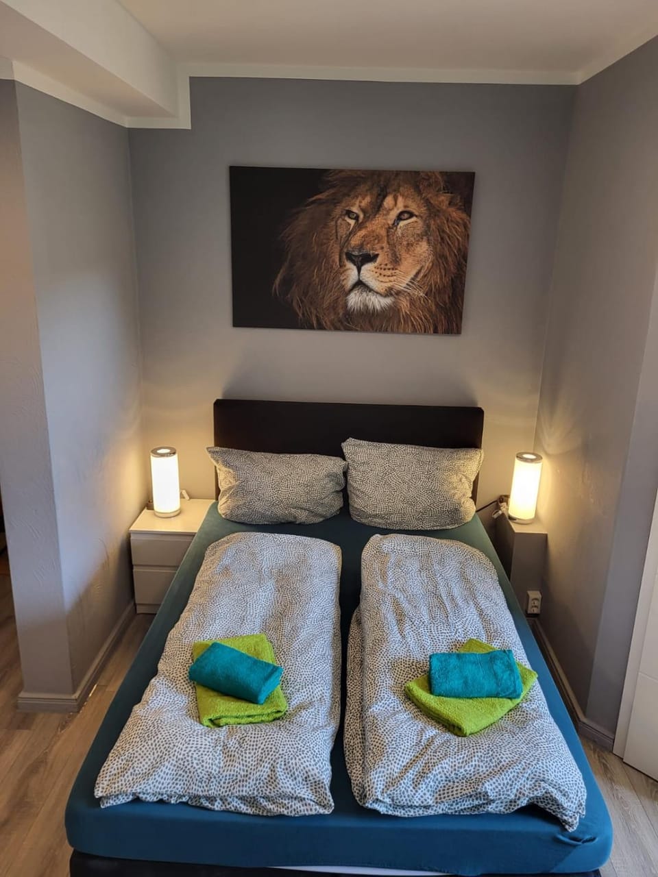 Bed, Photo of the whole room, storage, towels