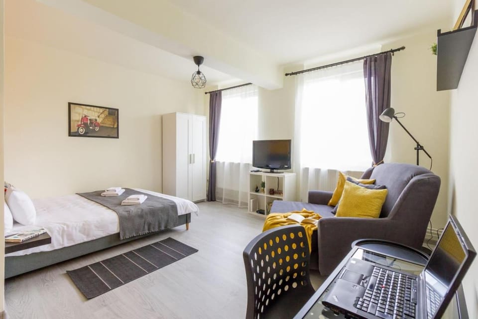 Bed, Living room, Photo of the whole room, Seating area, Bedroom