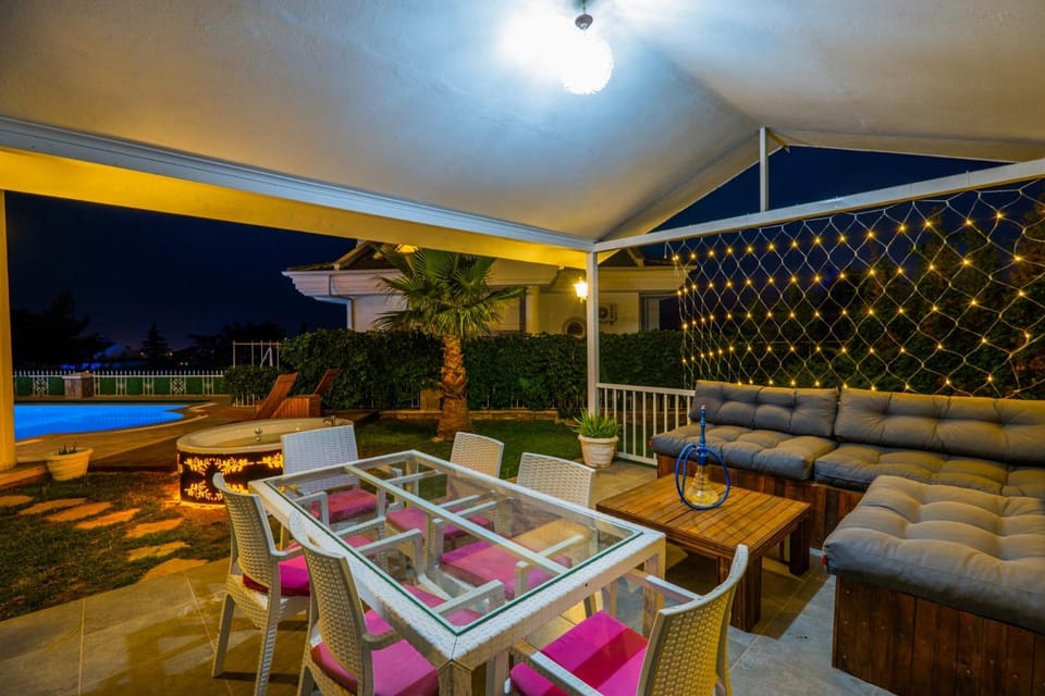 Patio, Seating area, Pool view