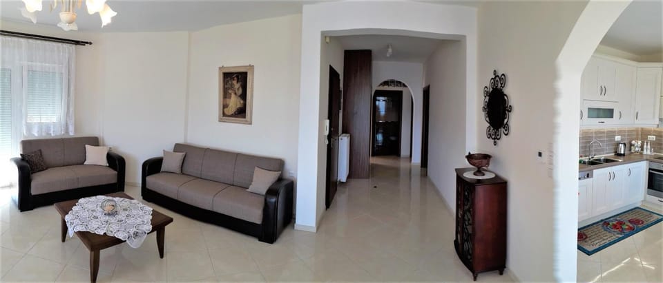 Bed, Living room, Seating area