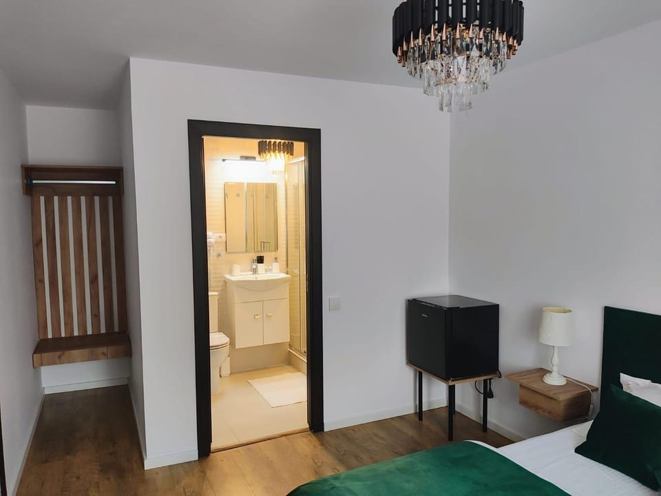 Bed, Bathroom, Living room, Seating area, Bedroom