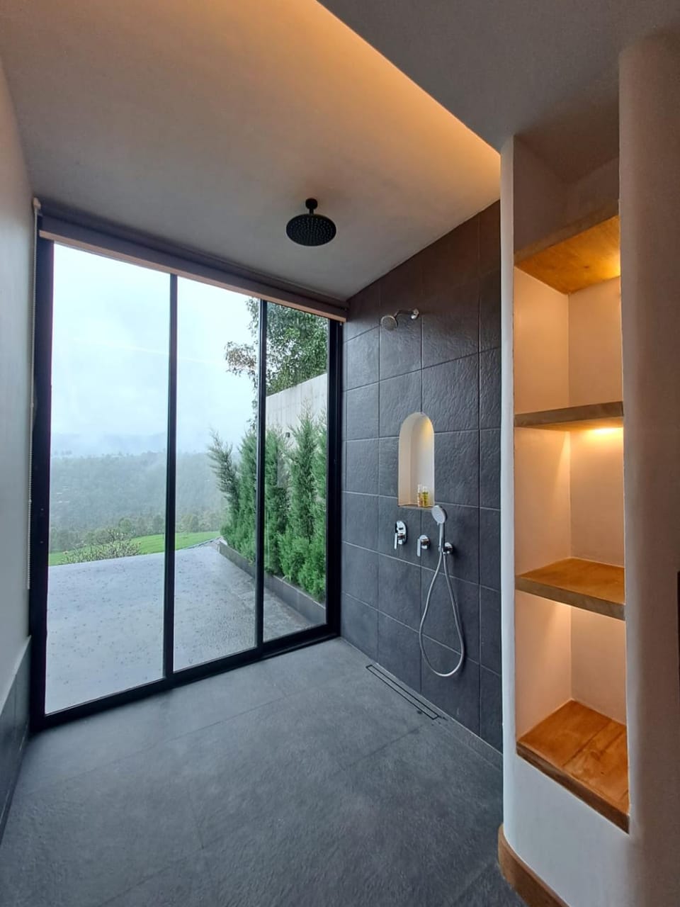 Shower, Bathroom, Pool view
