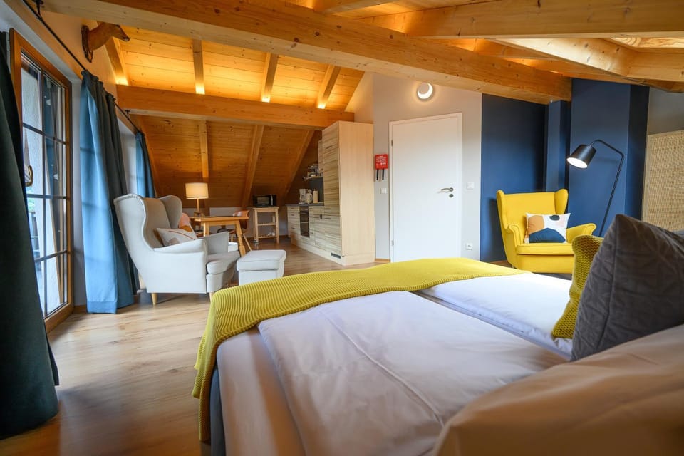 Bed, Kitchen or kitchenette, Dining area