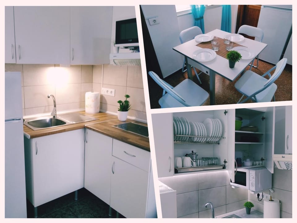 Kitchen or kitchenette, Dining area, minibar, stove