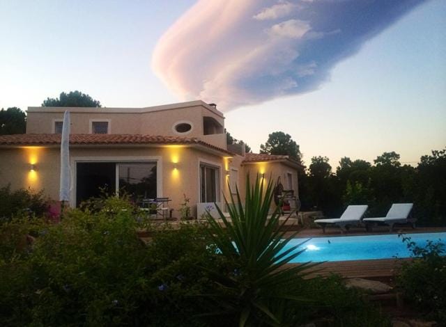 Property building, Swimming pool, Swimming pool, Sunset