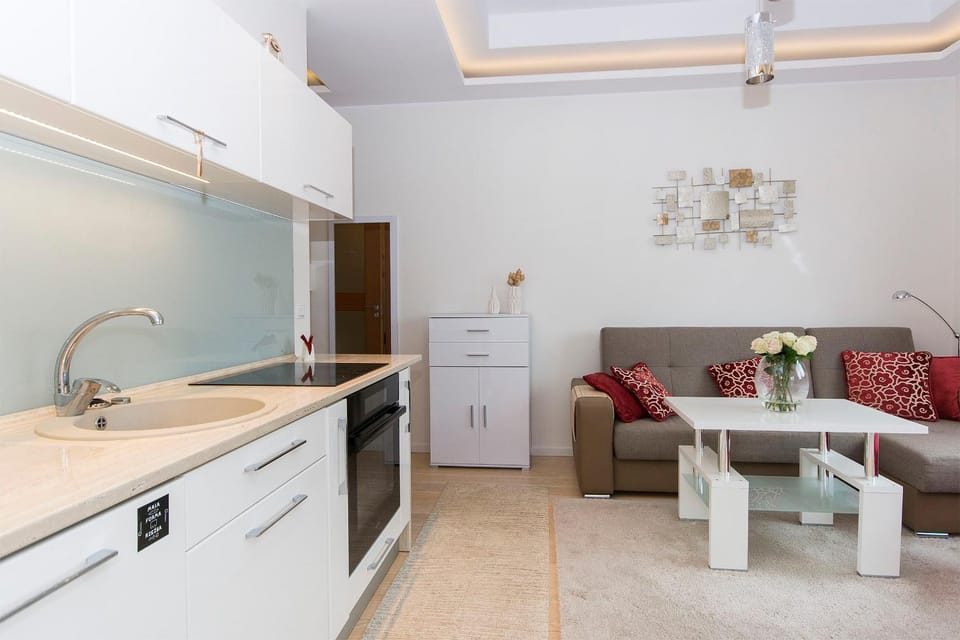 Kitchen or kitchenette, Living room, Seating area
