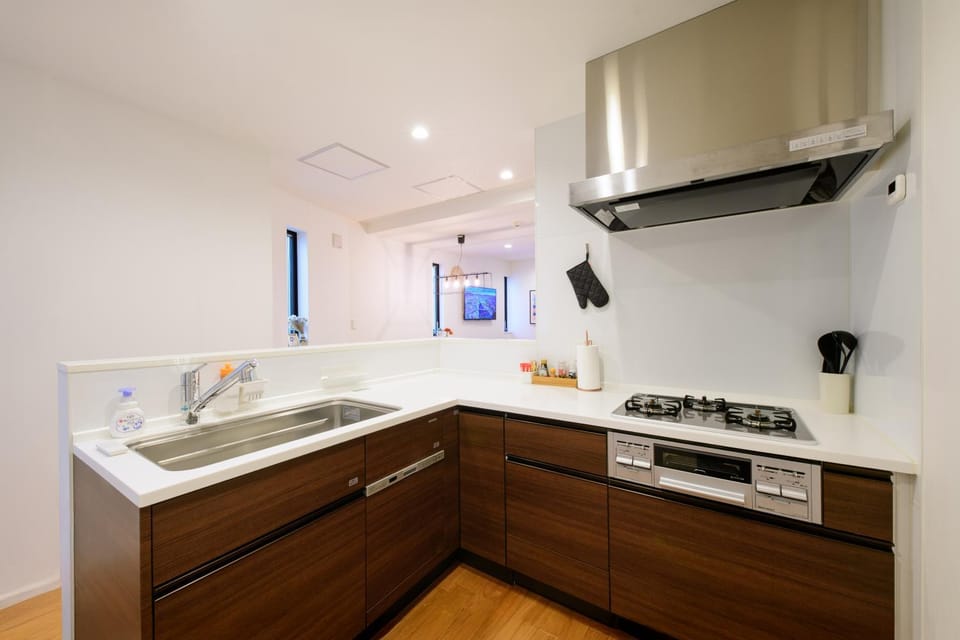 Kitchen or kitchenette, stove
