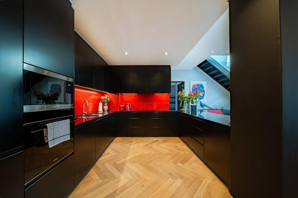 Kitchen or kitchenette, microwave, oven, toaster, kitchen