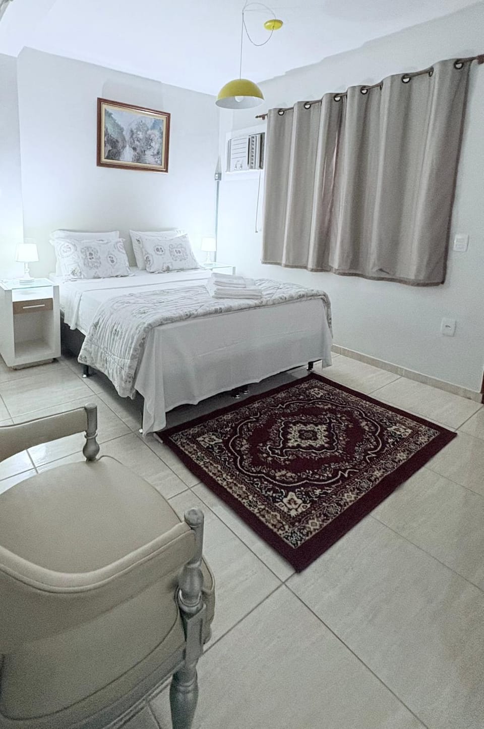 Bed, Photo of the whole room, Bedroom, towels, air conditioner