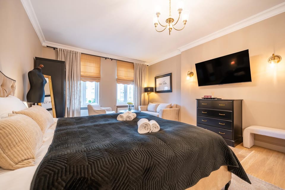 Bed, TV and multimedia, Living room, Photo of the whole room, Seating area, Evening entertainment, Bedroom